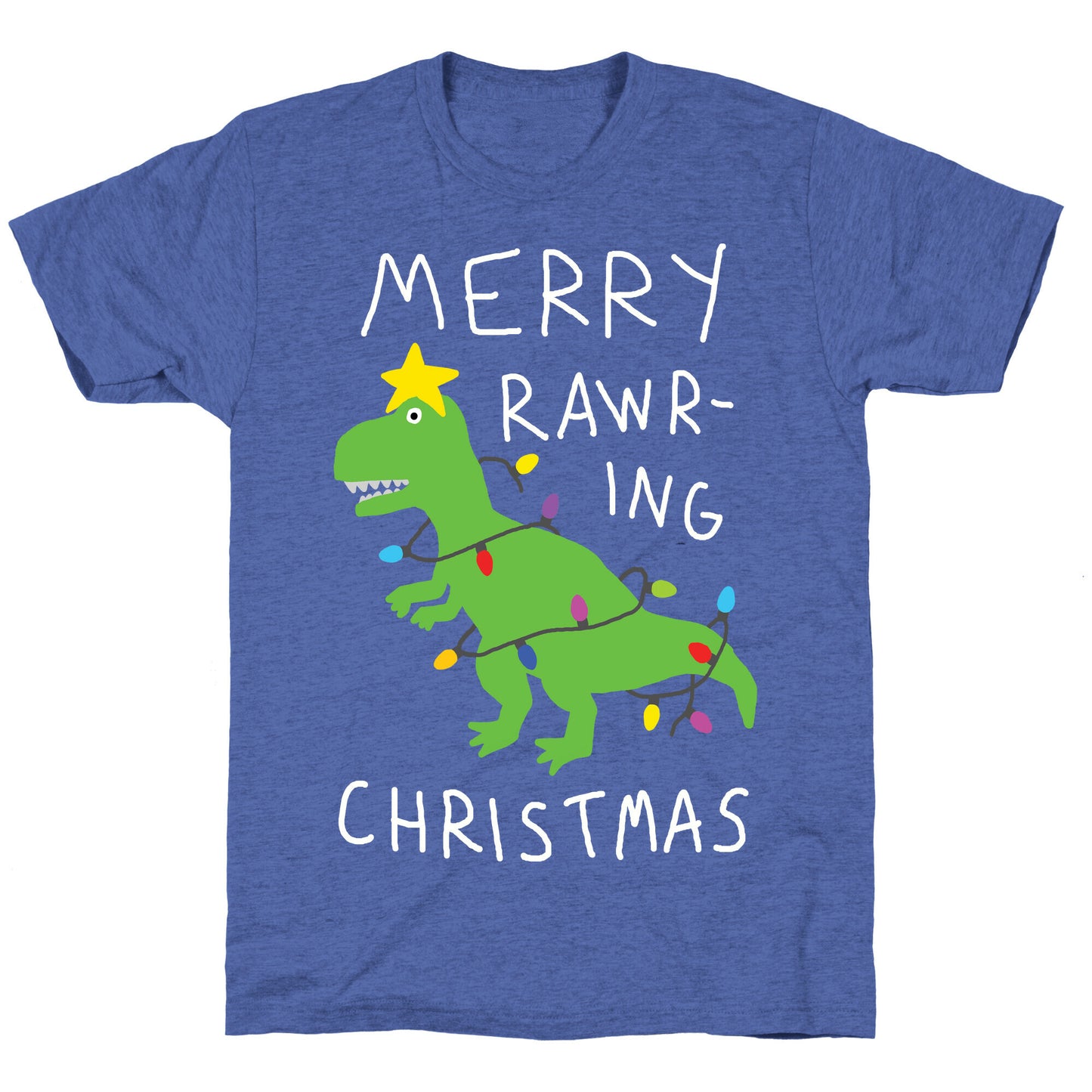 Merry Rawring Christmas Dinosaur Unisex Triblend Tee