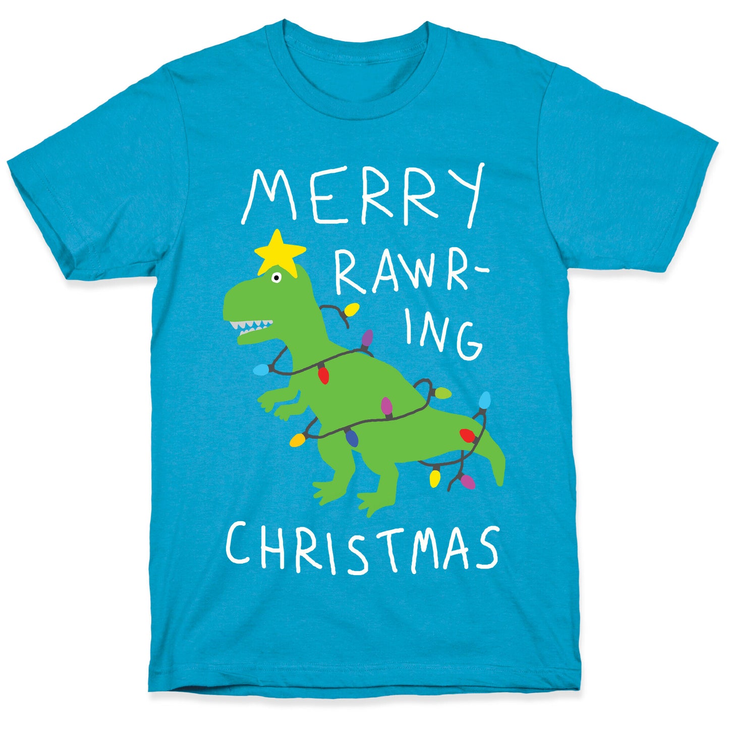 Merry Rawring Christmas Dinosaur Unisex Triblend Tee