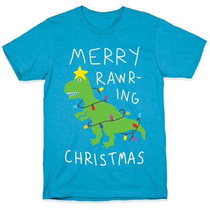 Merry Rawring Christmas Dinosaur Unisex Triblend Tee