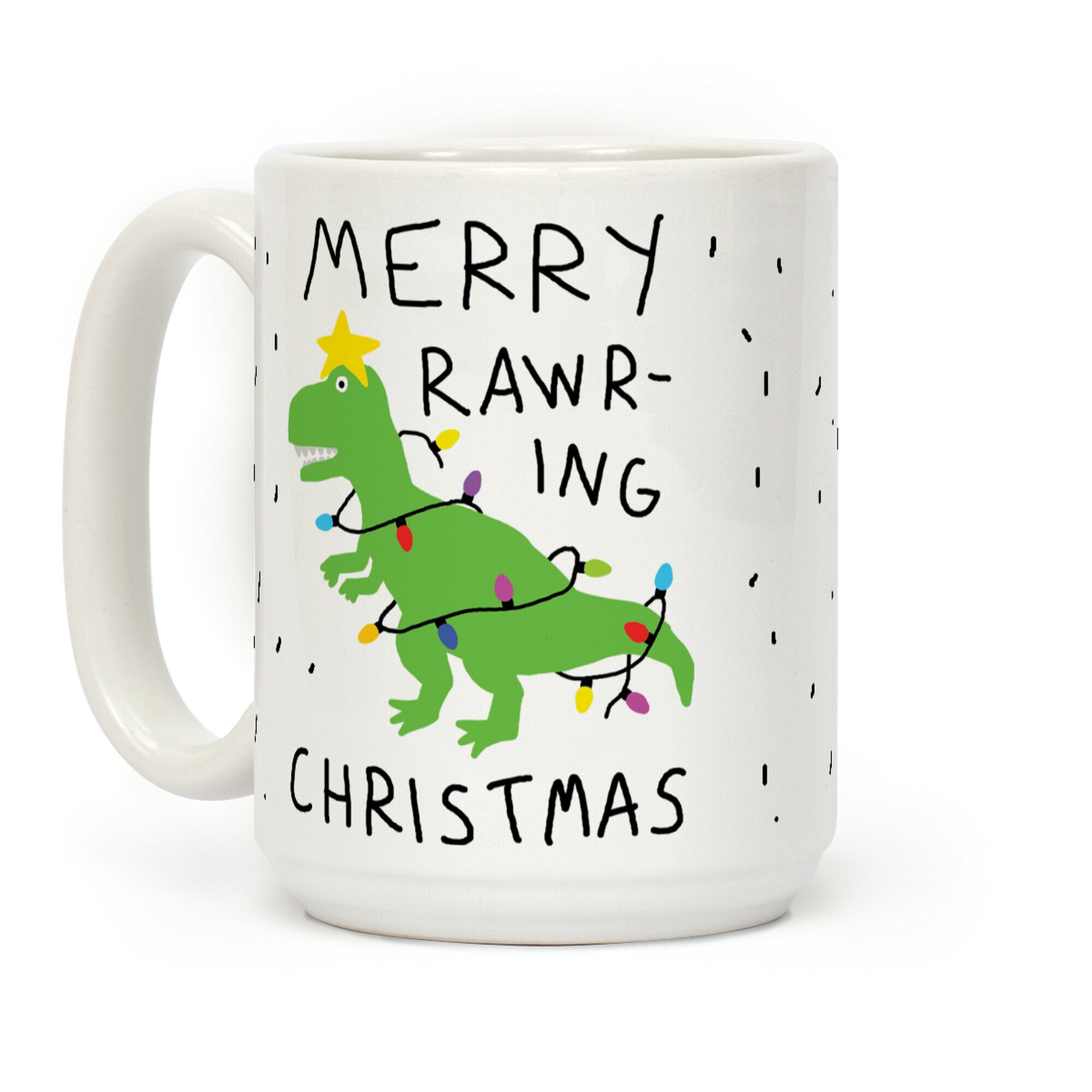 Merry Rawring Christmas Dinosaur Coffee Mug