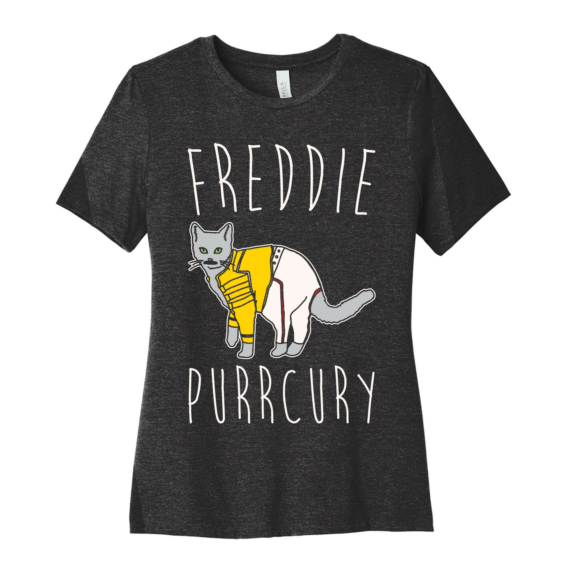 Freddie Purrcury Cat Parody White Print Women's Cotton Tee