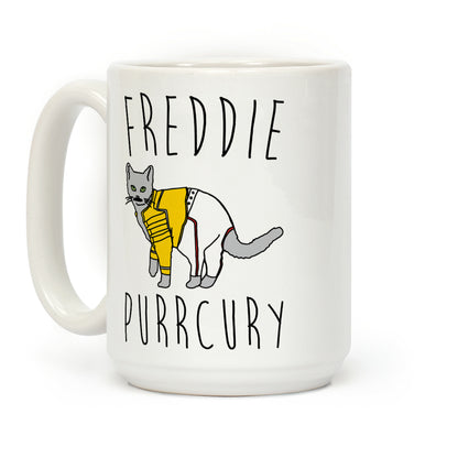 Freddie Purrcury Cat Parody Coffee Mug