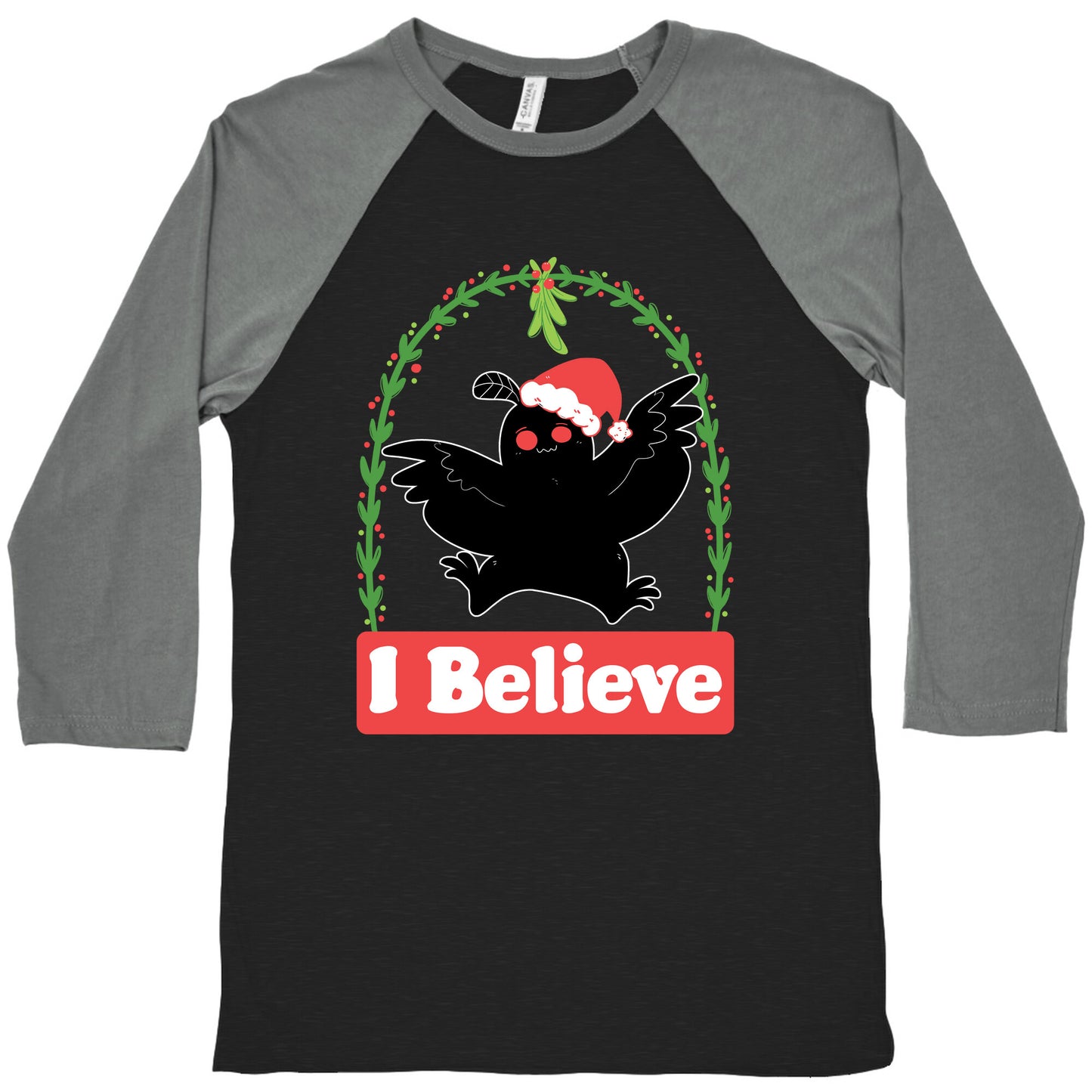 I Believe - Christmas Mothman  Baseball Tee