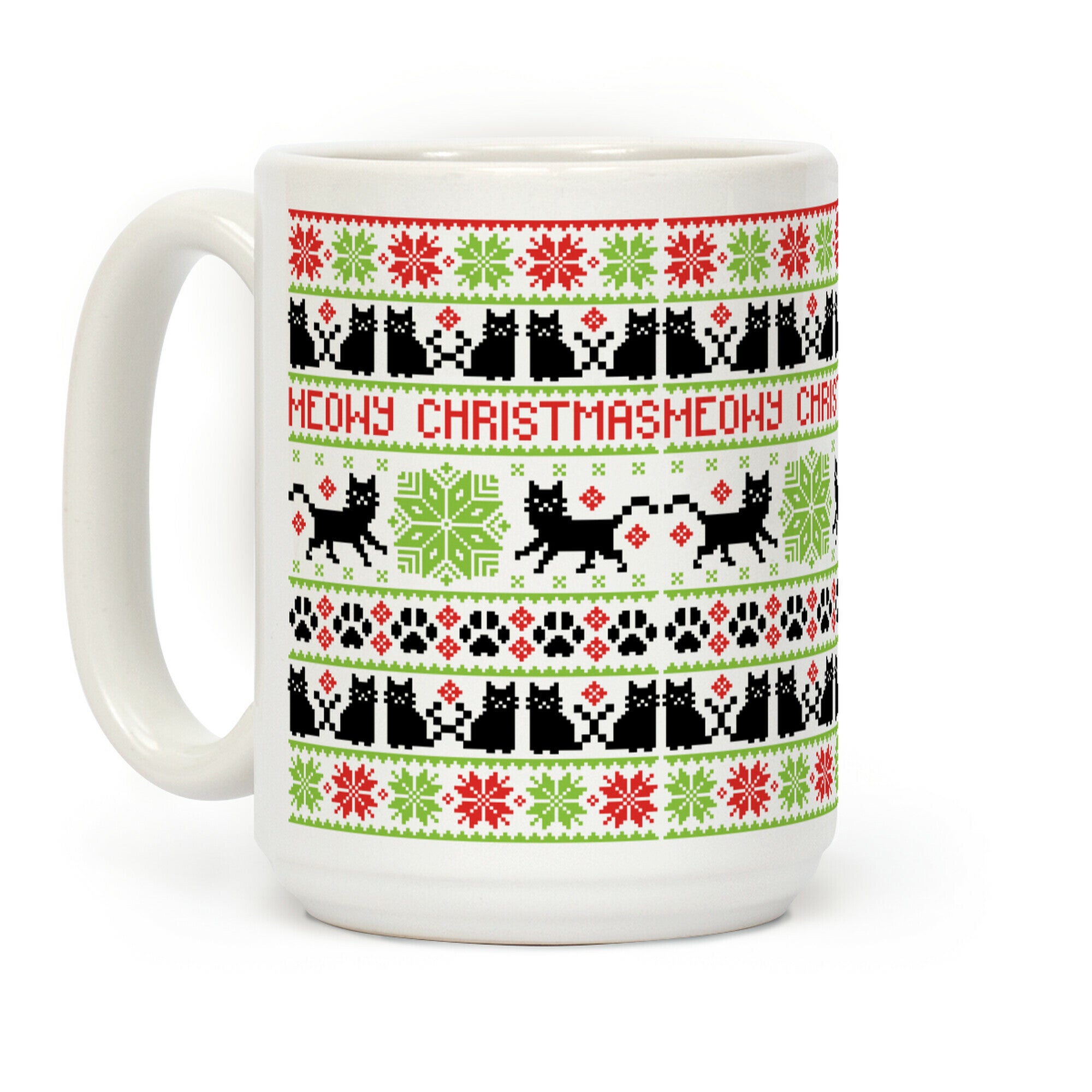 Meowy Christmas Cat Sweater Pattern Coffee Mug