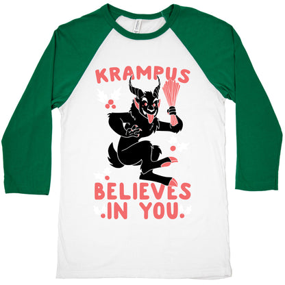 Krampus Believes in You Baseball Tee
