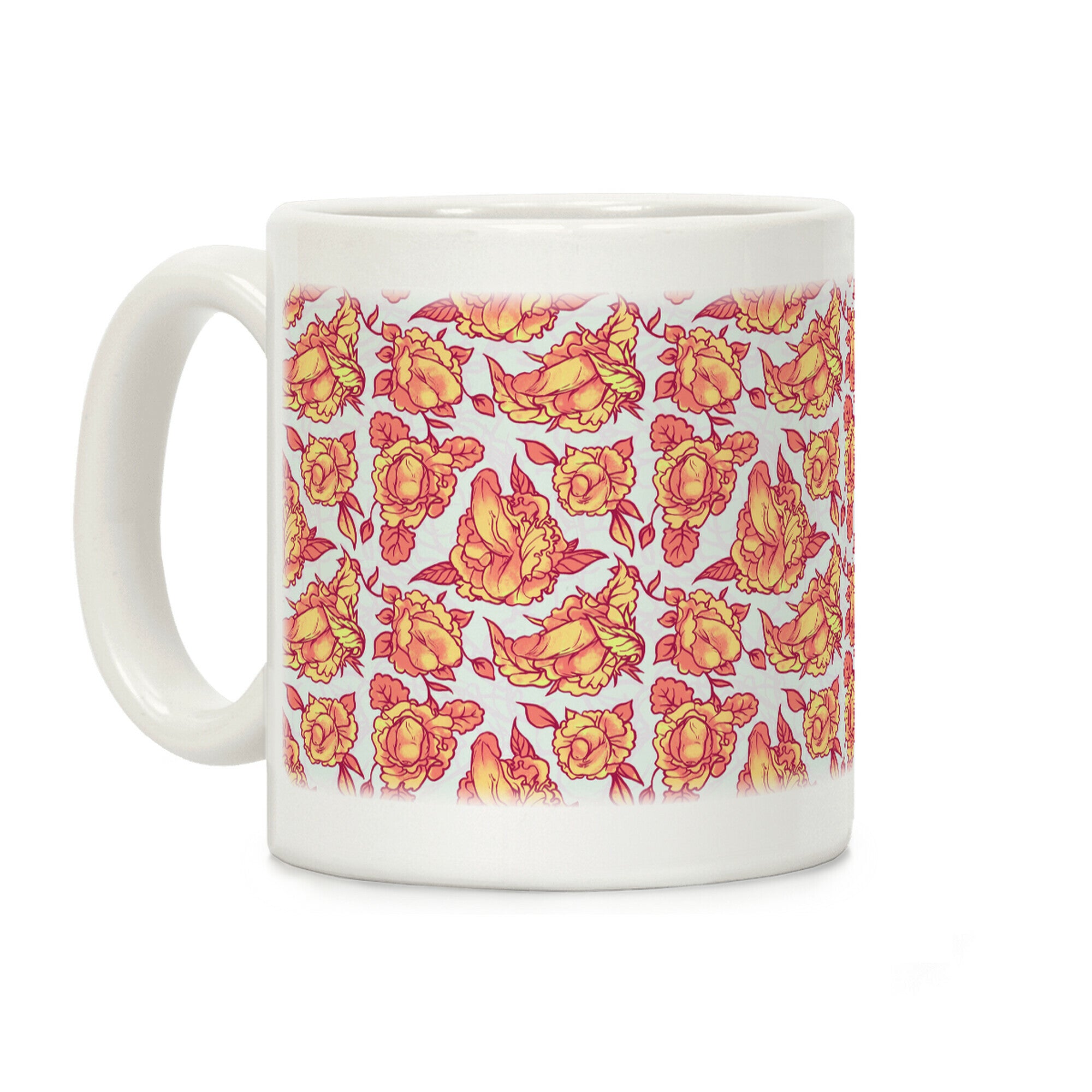 Floral Penis Orange Coffee Mug