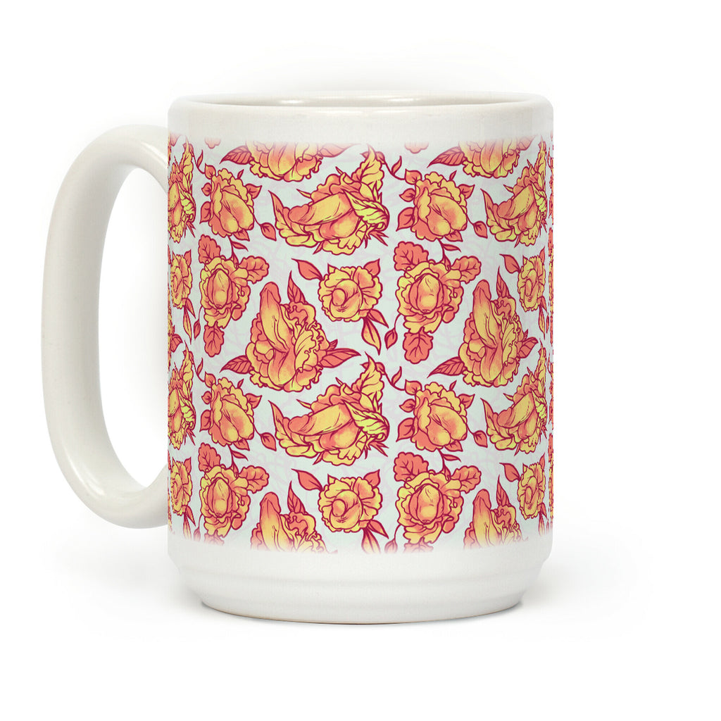 Floral Penis Orange Coffee Mug