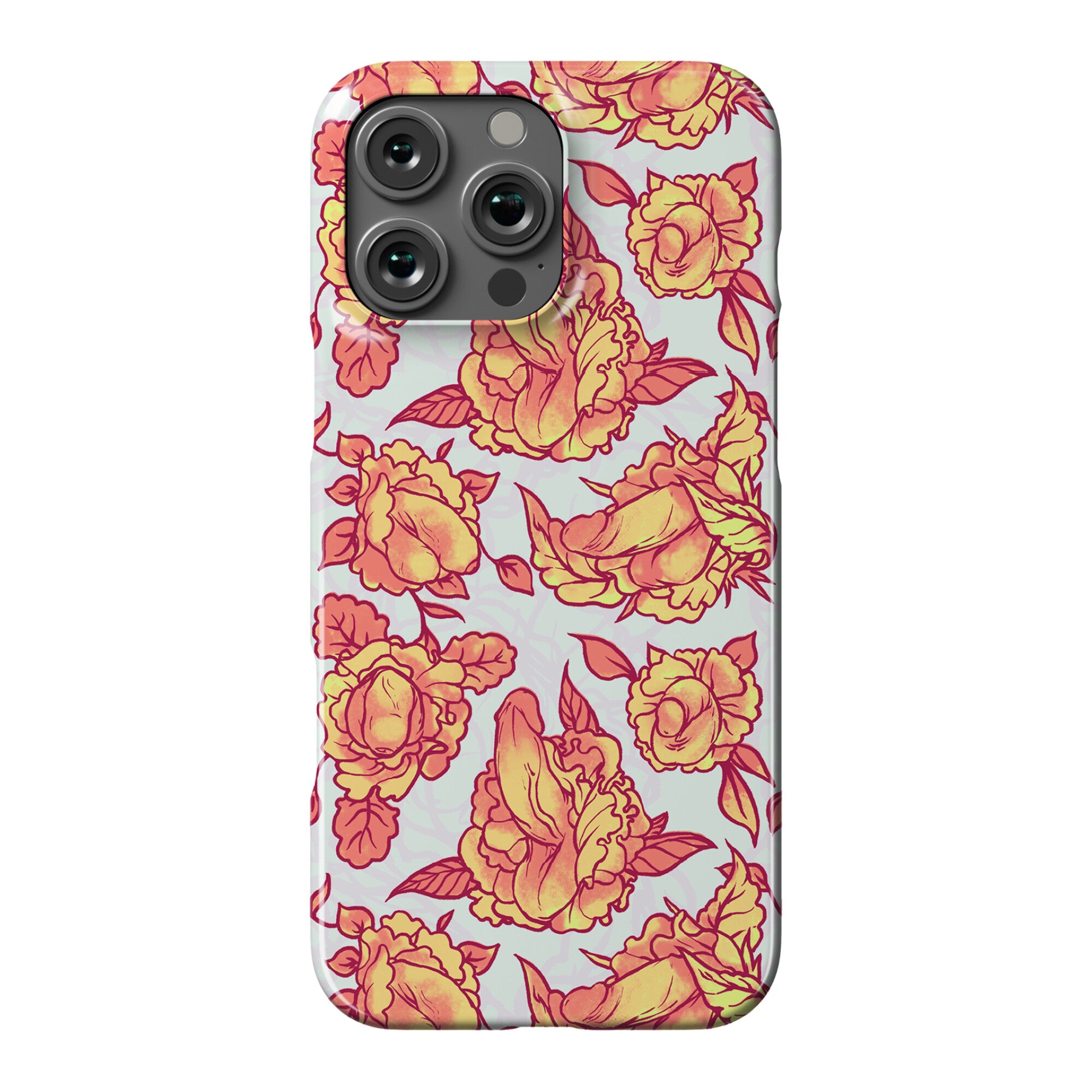Floral Penis Pattern Orange Phone Case