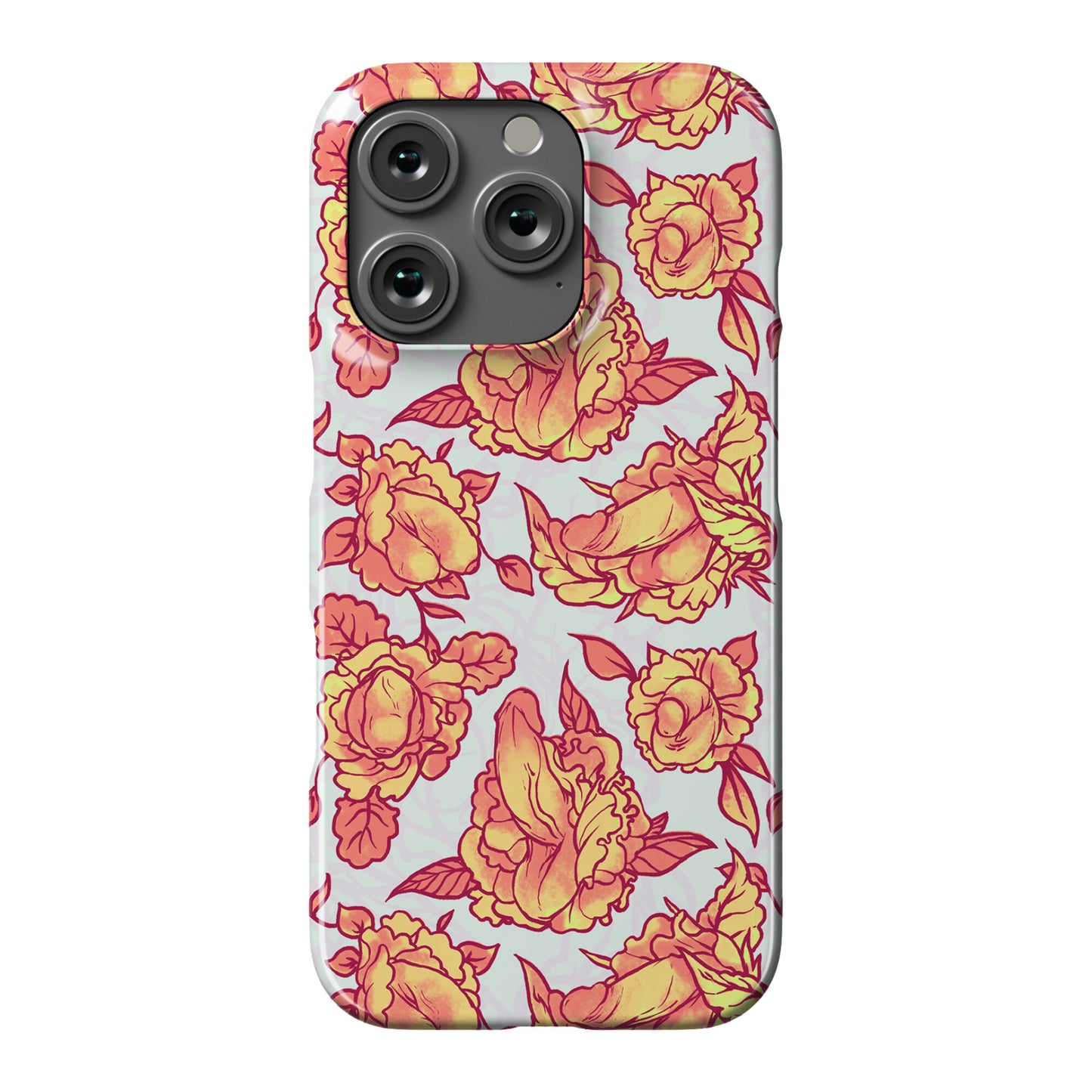 Floral Penis Pattern Orange Phone Case