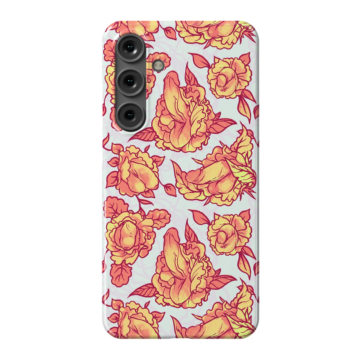 Floral Penis Pattern Orange Phone Case