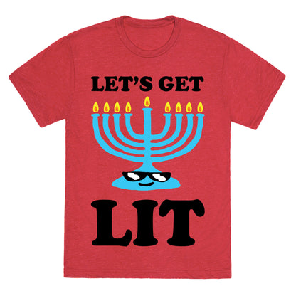 Let's Get Lit Menorah Unisex Triblend Tee