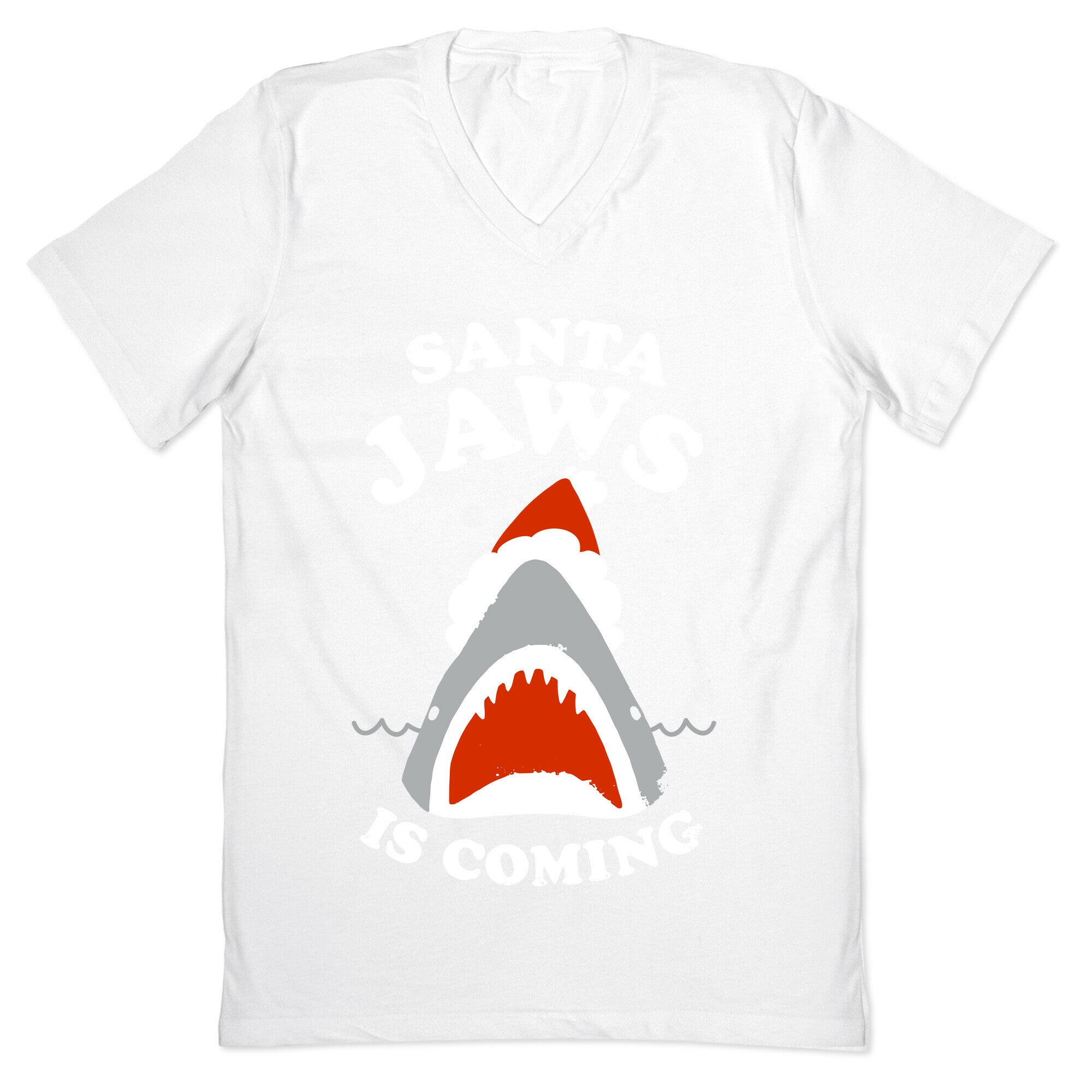 Santa Jaws Is Coming V-Neck