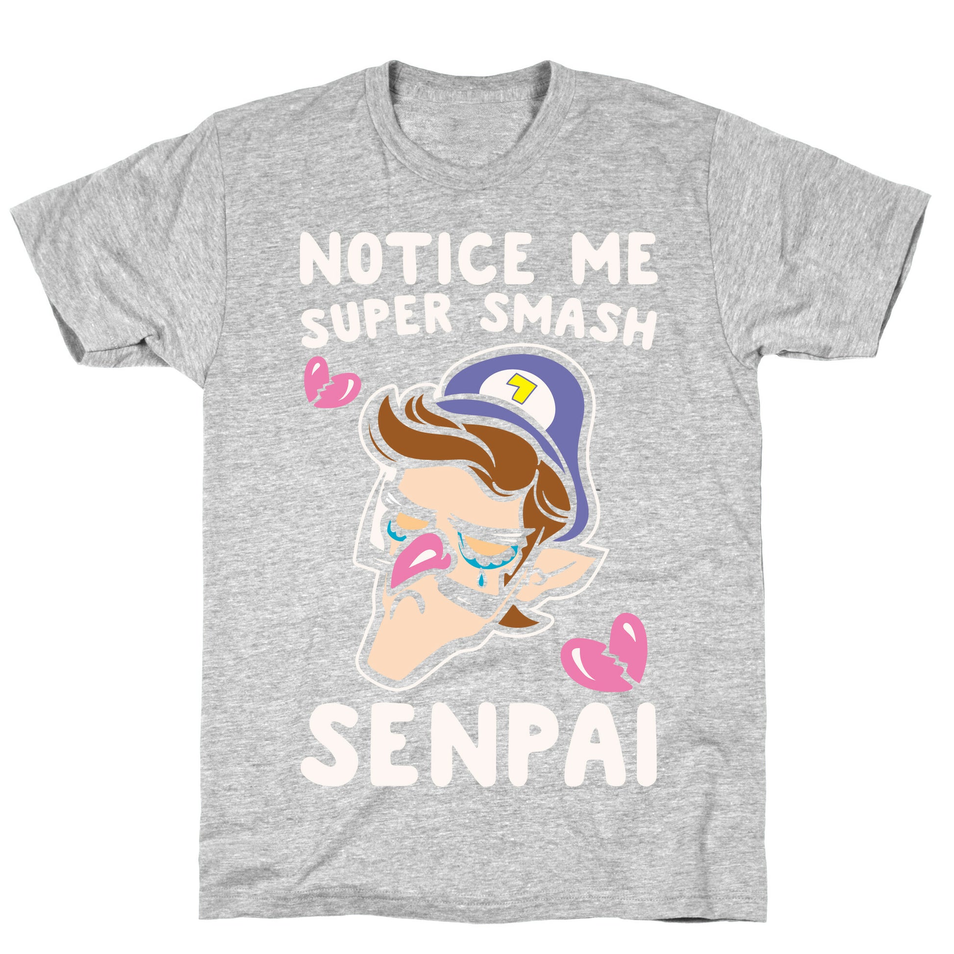 Notice Me Super Smash Senpai Parody White Print T-Shirt