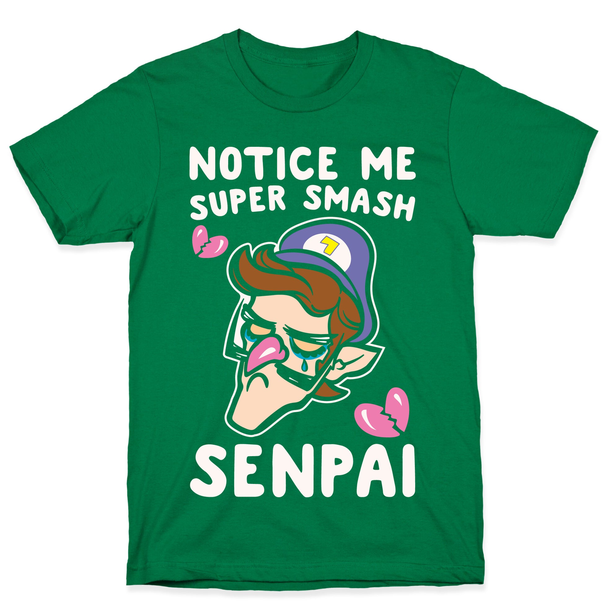 Notice Me Super Smash Senpai Parody White Print T-Shirt