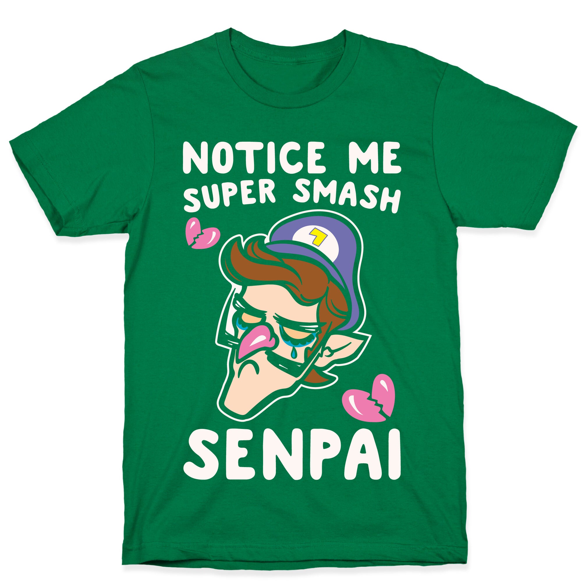 Notice Me Super Smash Senpai Parody White Print T-Shirt