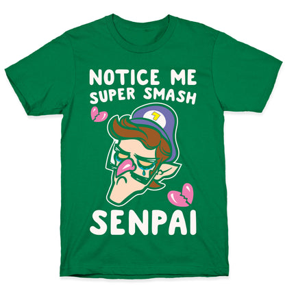 Notice Me Super Smash Senpai Parody White Print T-Shirt