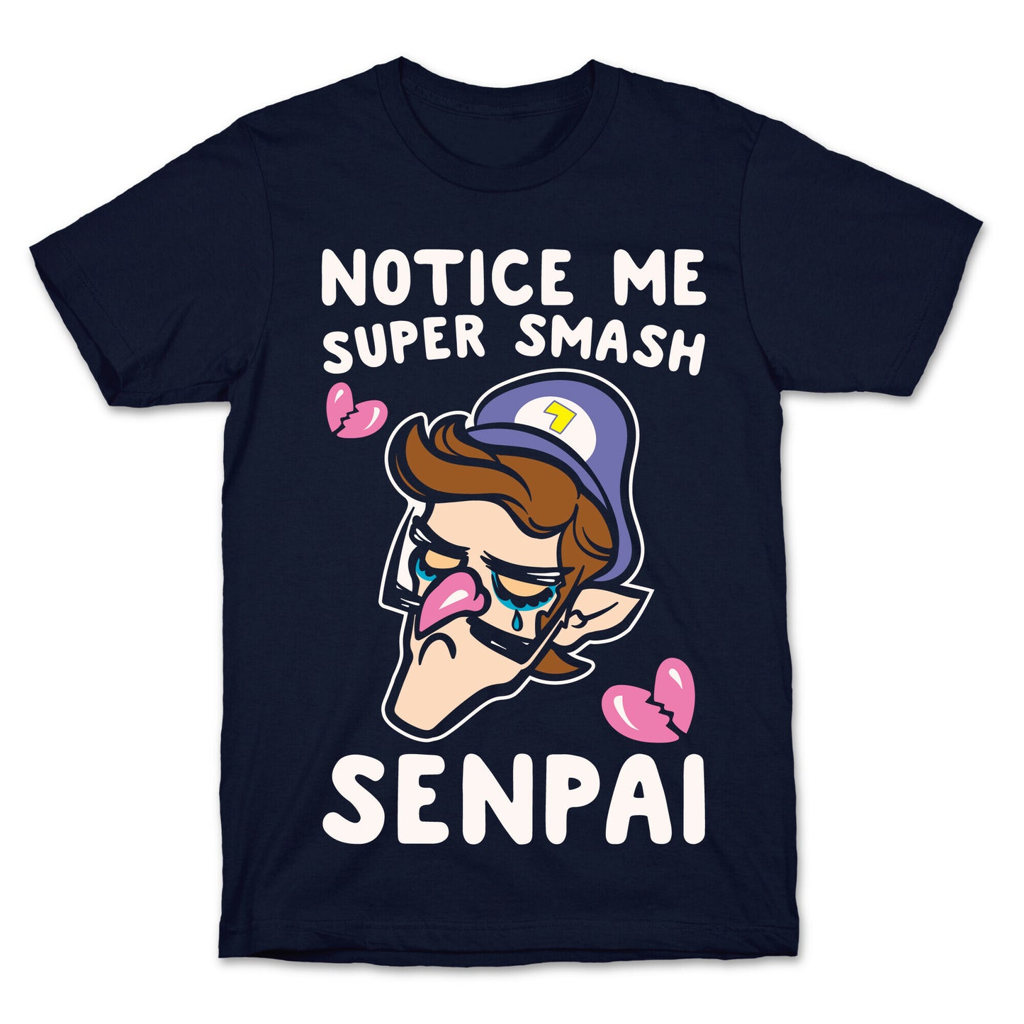 Notice Me Super Smash Senpai Parody White Print T-Shirt