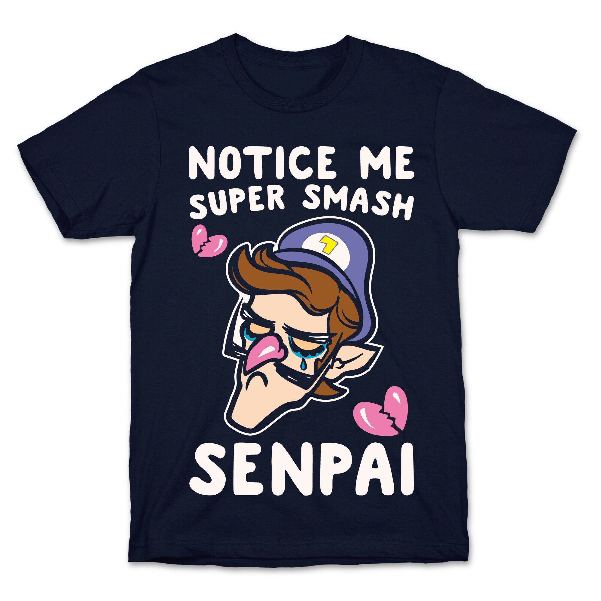 Notice Me Super Smash Senpai Parody White Print T-Shirt