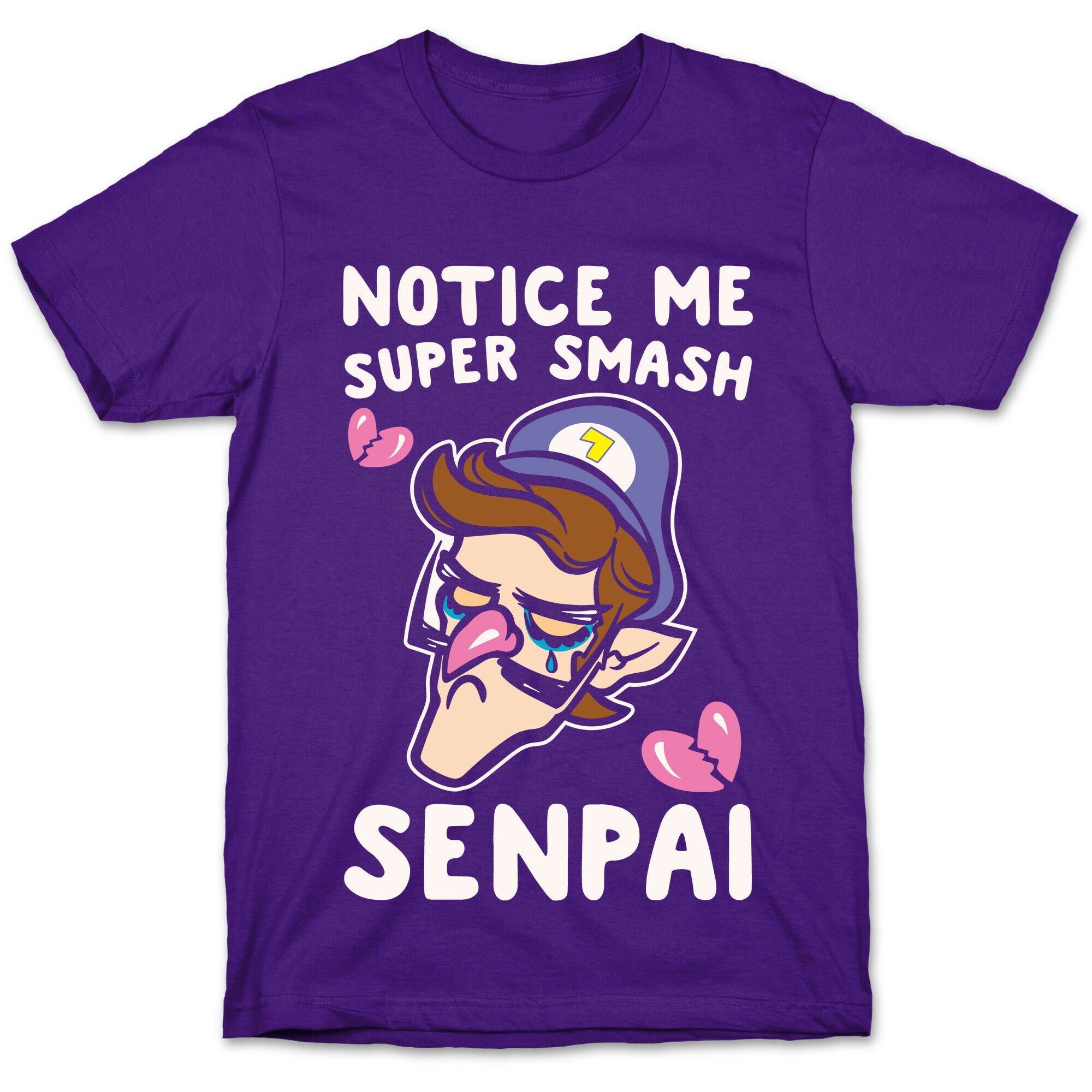 Notice Me Super Smash Senpai Parody White Print T-Shirt