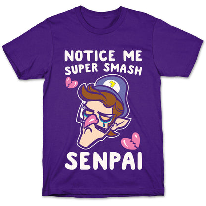 Notice Me Super Smash Senpai Parody White Print T-Shirt