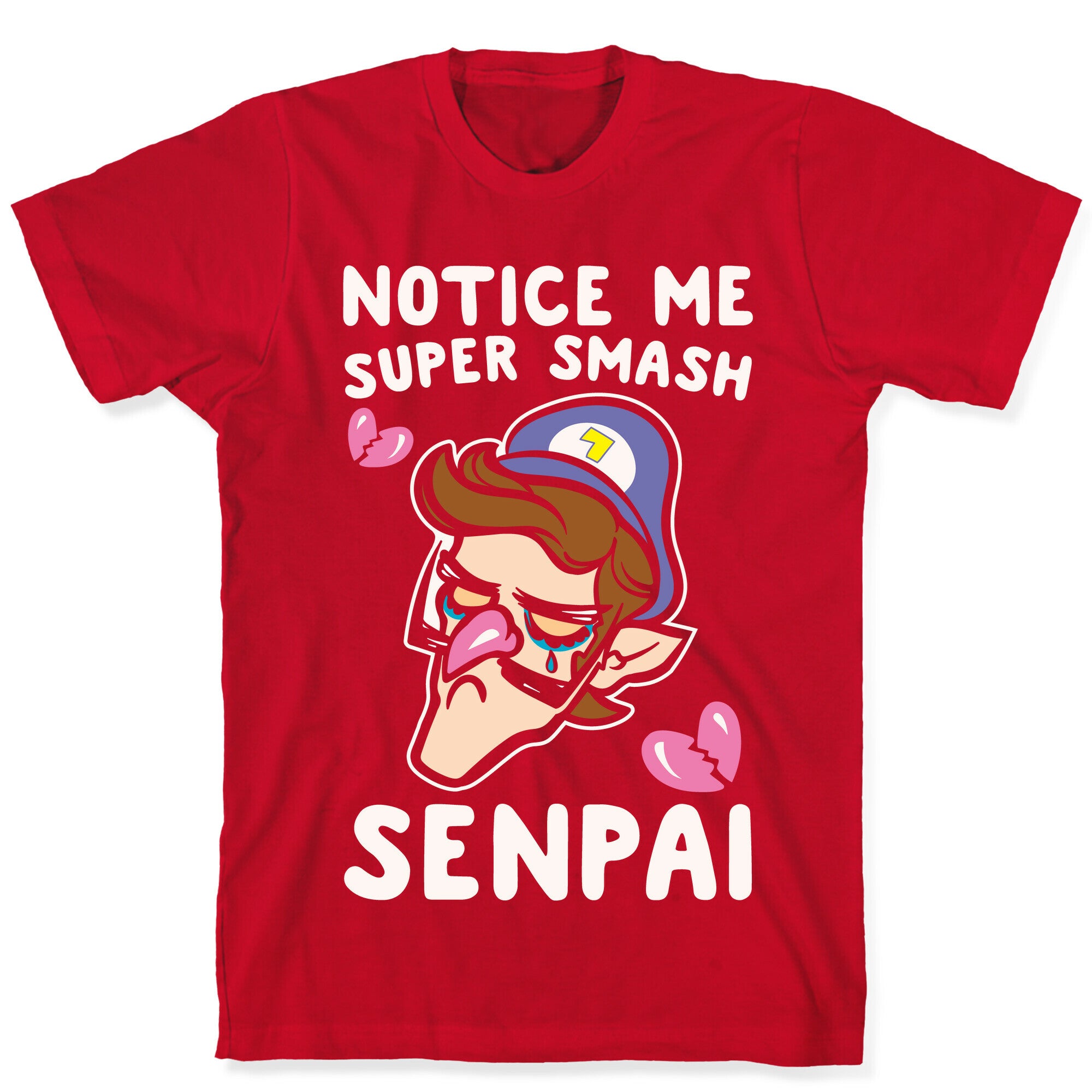 Notice Me Super Smash Senpai Parody White Print T-Shirt