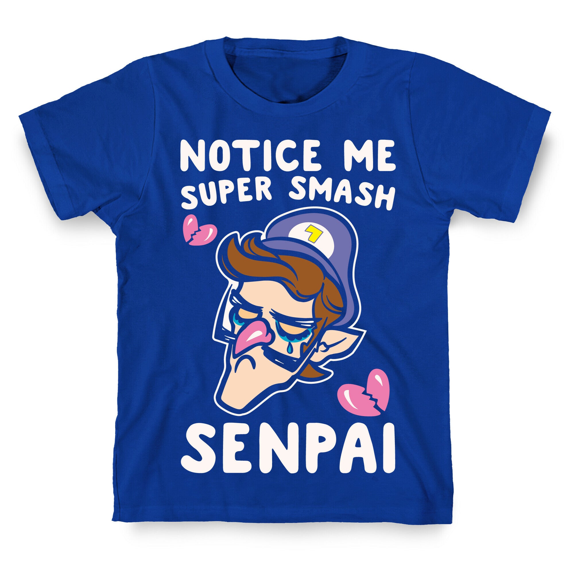 Notice Me Super Smash Senpai Parody White Print T-Shirt