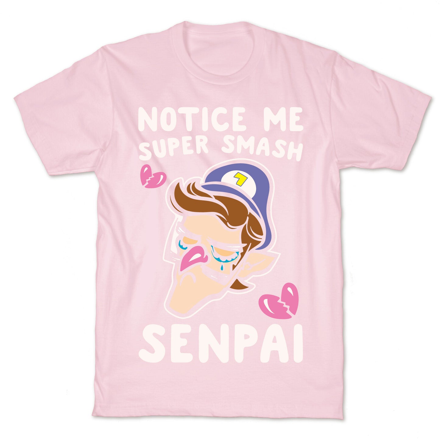 Notice Me Super Smash Senpai Parody White Print T-Shirt