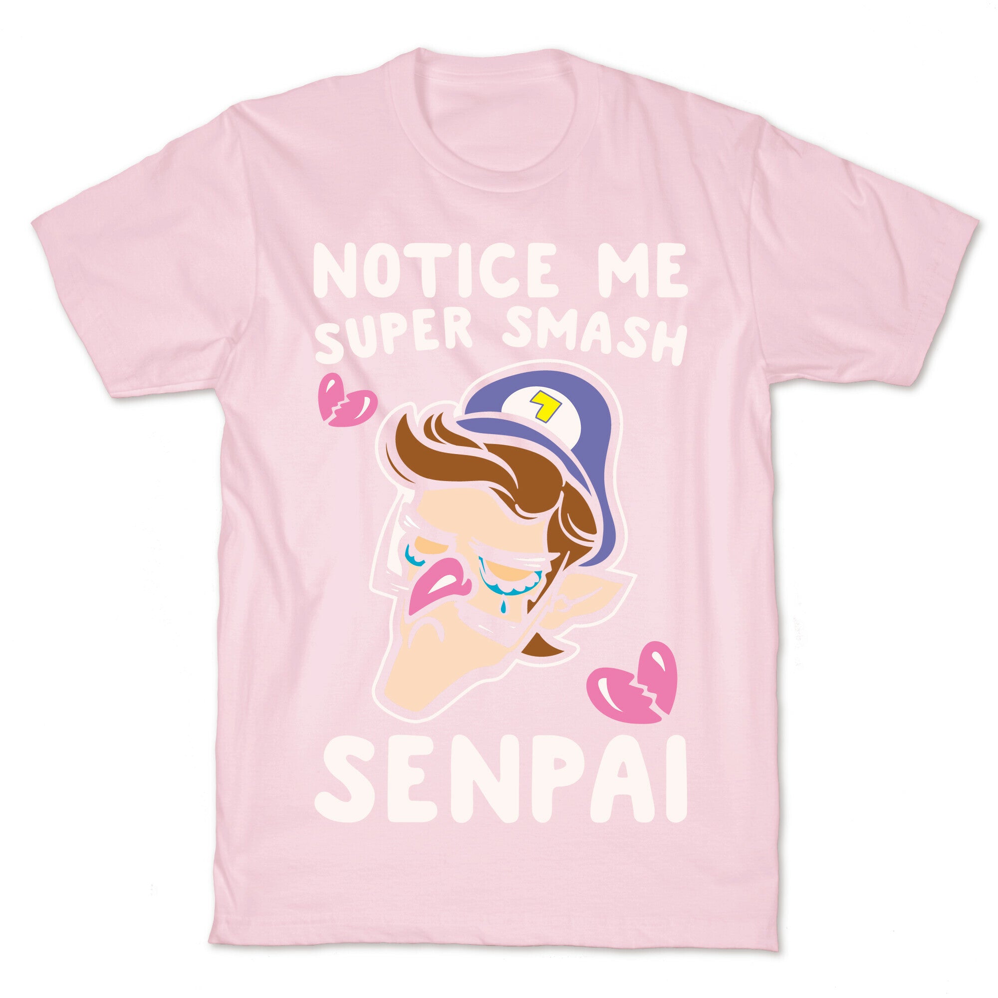 Notice Me Super Smash Senpai Parody White Print T-Shirt