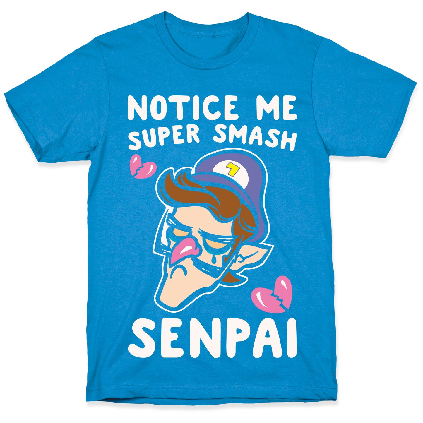 Notice Me Super Smash Senpai Parody White Print T-Shirt