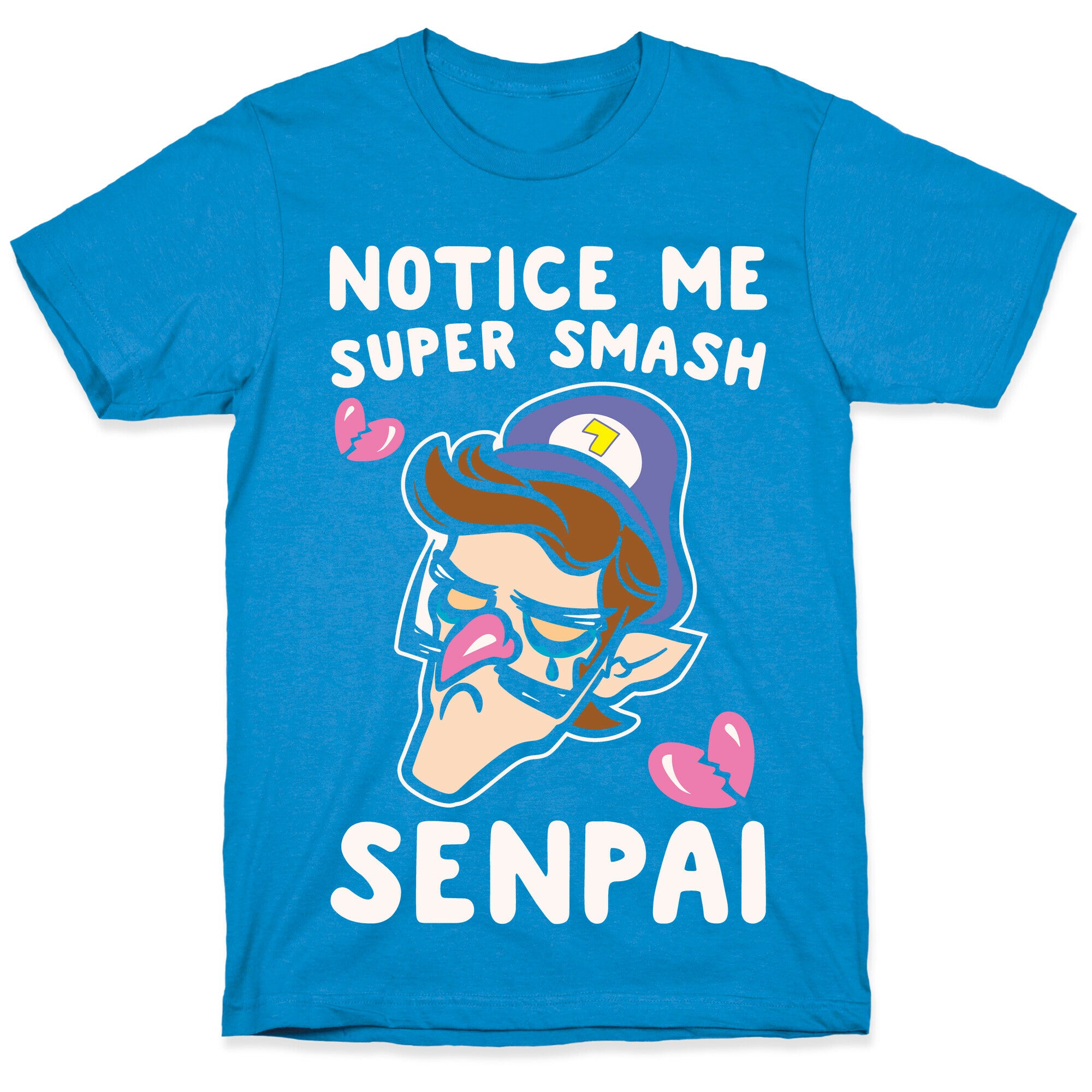 Notice Me Super Smash Senpai Parody White Print T-Shirt