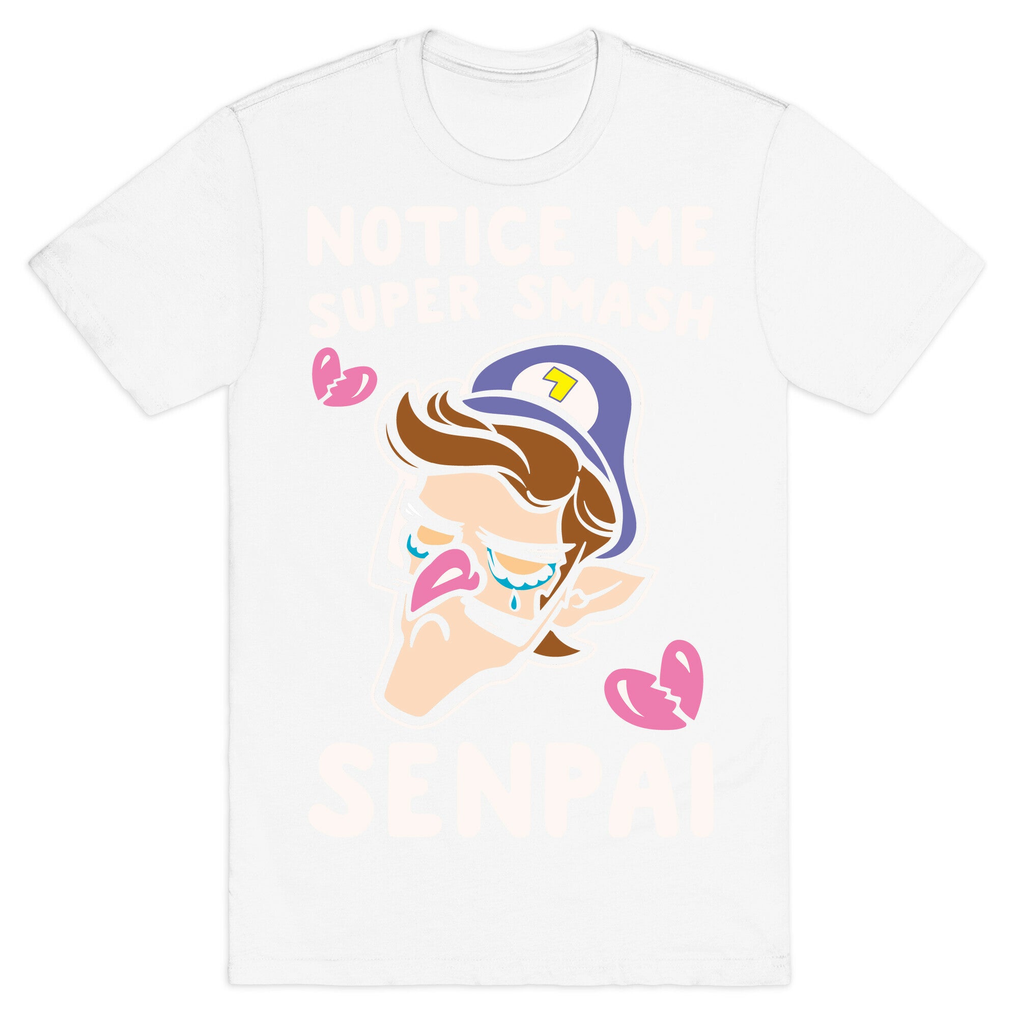 Notice Me Super Smash Senpai Parody White Print T-Shirt