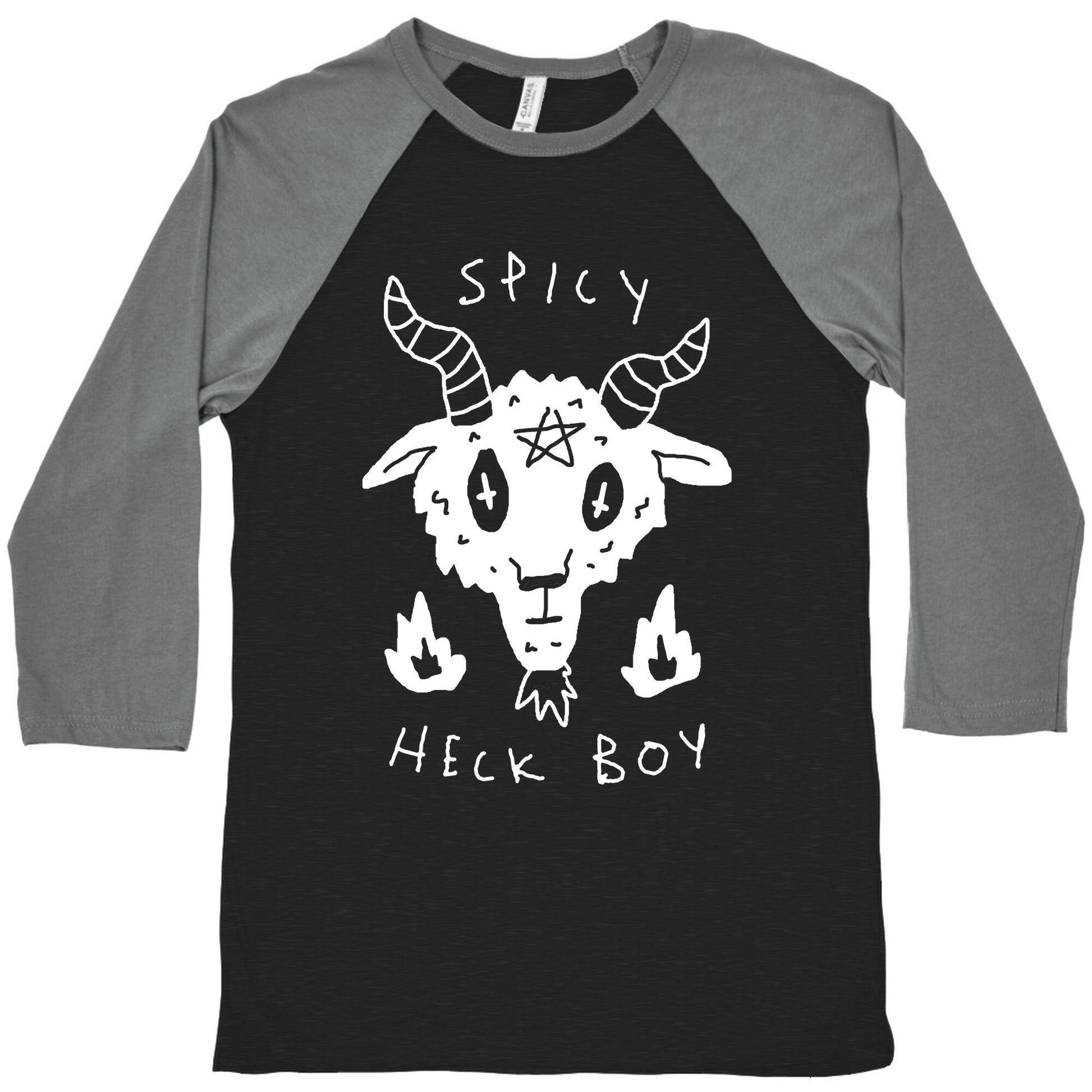 Spicy Heck Boy Satan Baseball Tee