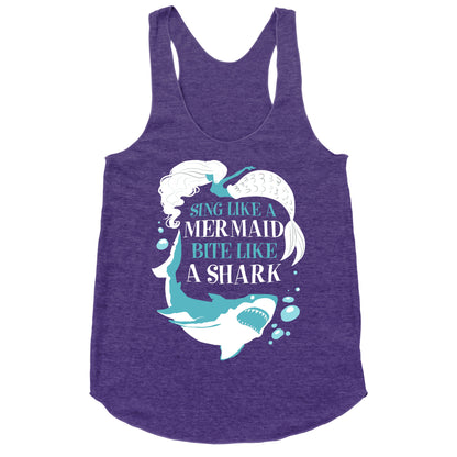 Sing Like a Mermaid, Bite Like A Shark Racerback Tank