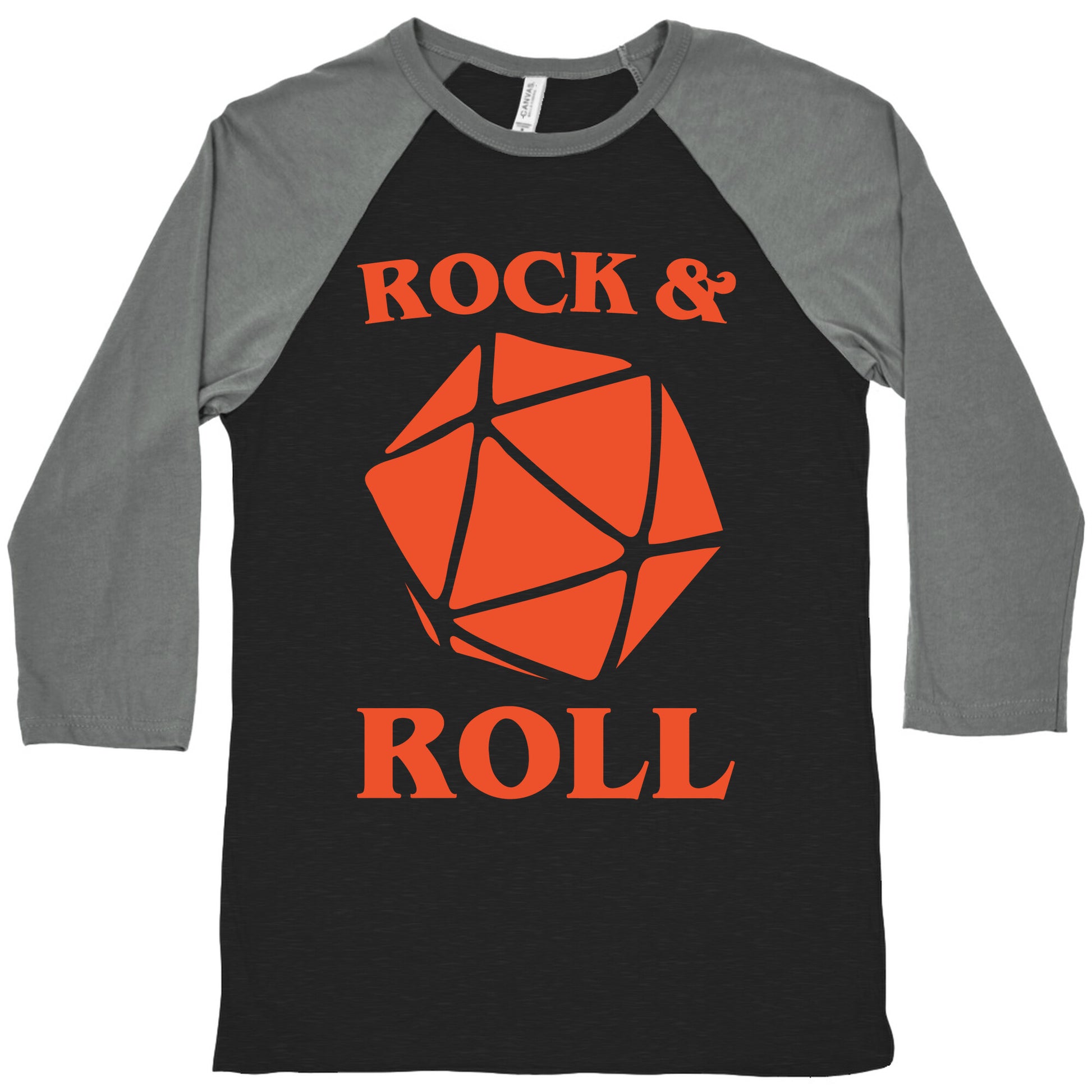 Rock and Roll D & D Parody White Print Baseball Tee