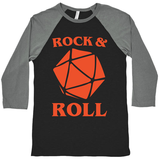Rock and Roll D & D Parody White Print Baseball Tee
