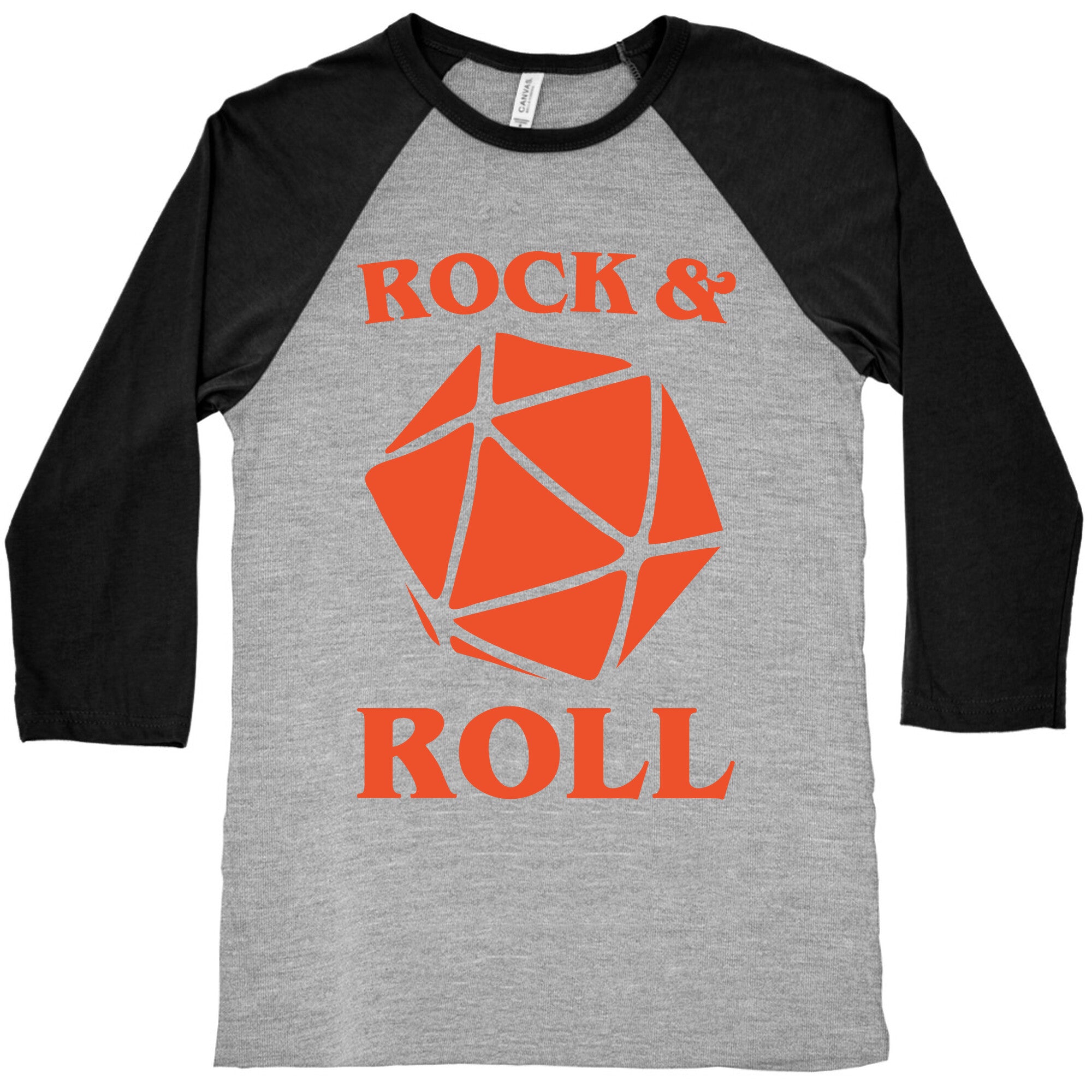 Rock and Roll D & D Parody White Print Baseball Tee