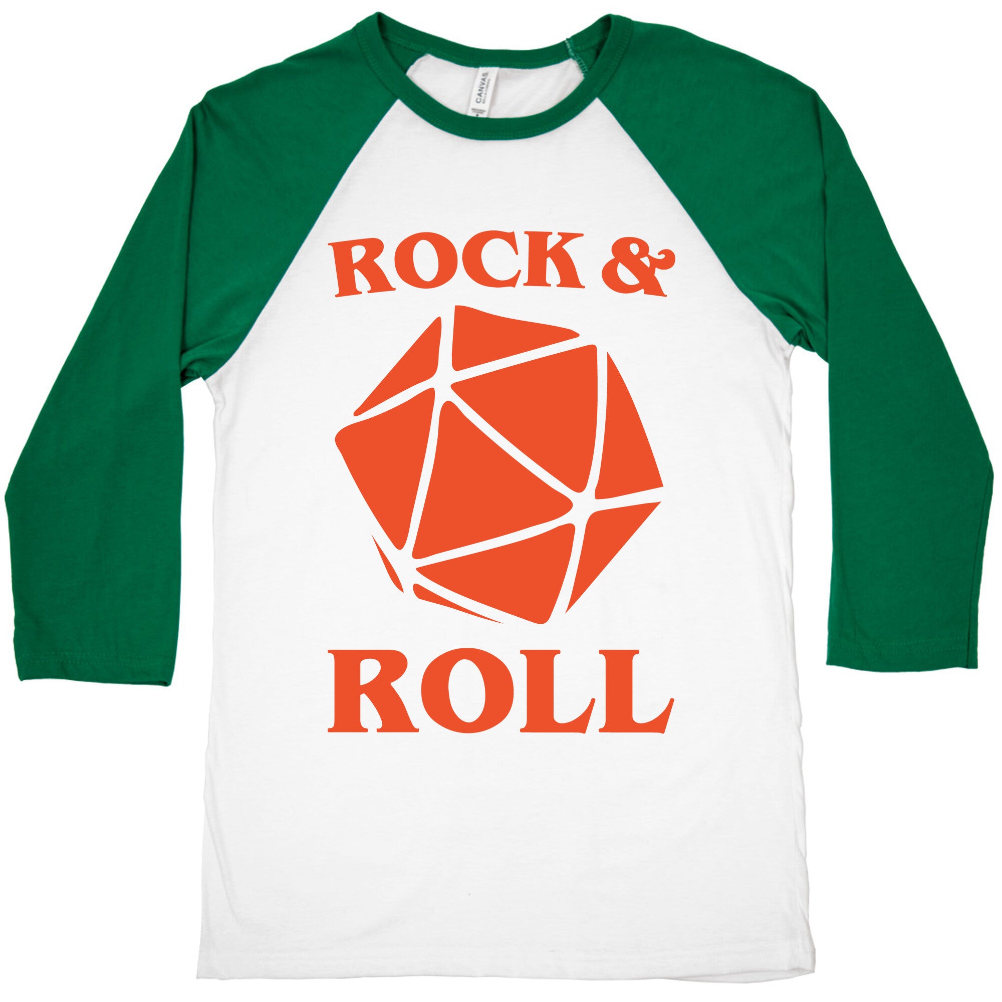 Rock and Roll D & D Parody White Print Baseball Tee