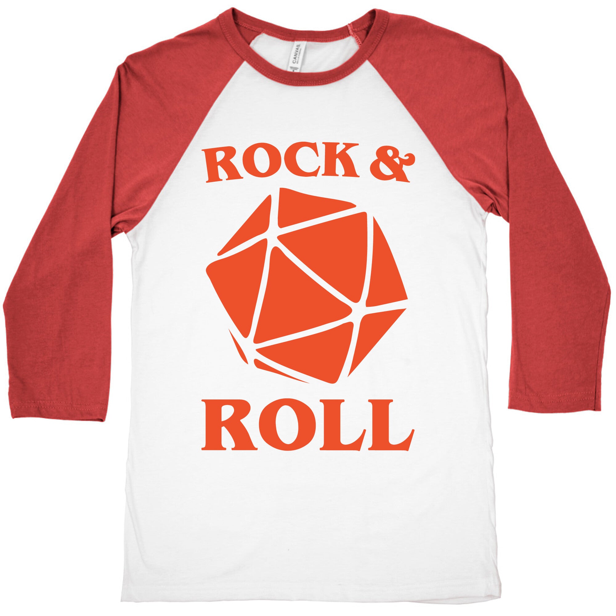 Rock and Roll D & D Parody White Print Baseball Tee