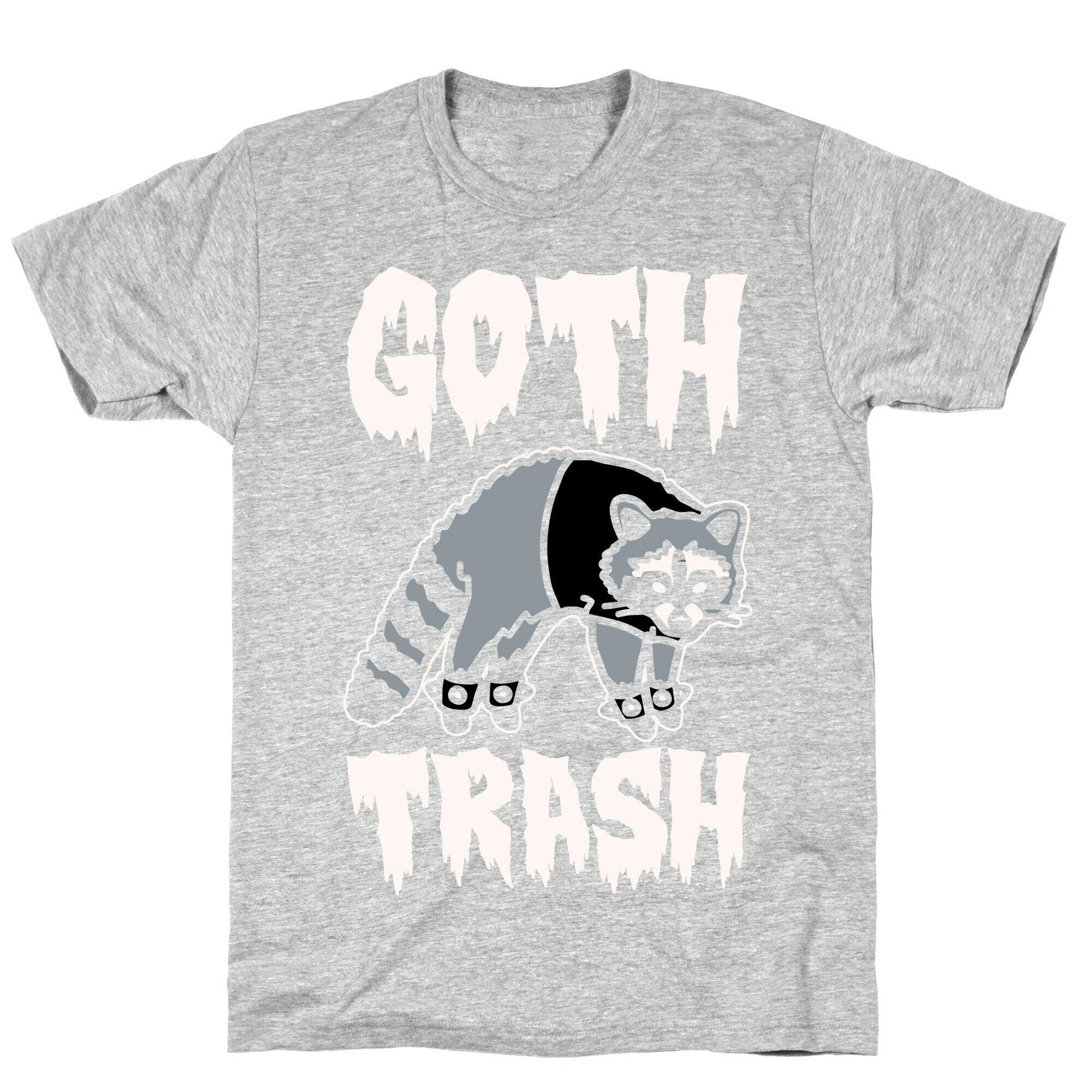 Goth Trash Raccoon White Print T-Shirt