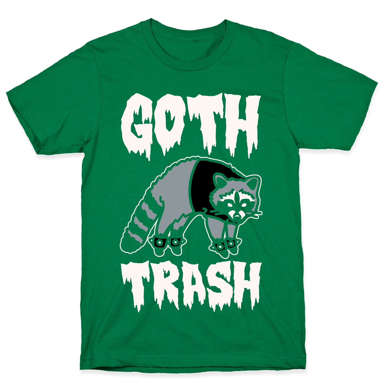 Goth Trash Raccoon White Print T-Shirt