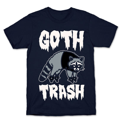 Goth Trash Raccoon White Print T-Shirt