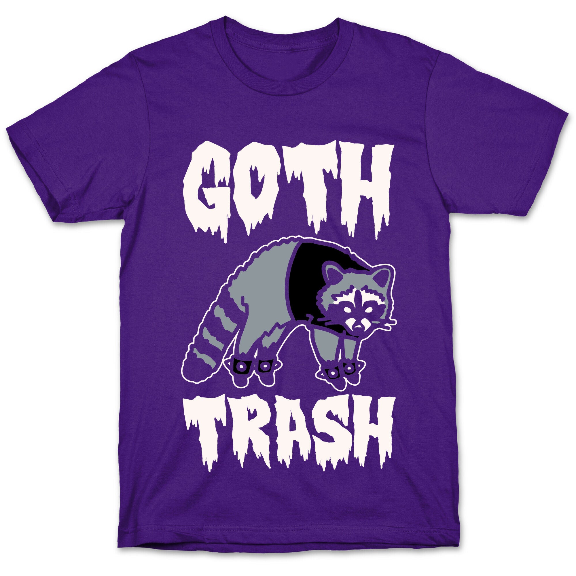 Goth Trash Raccoon White Print T-Shirt