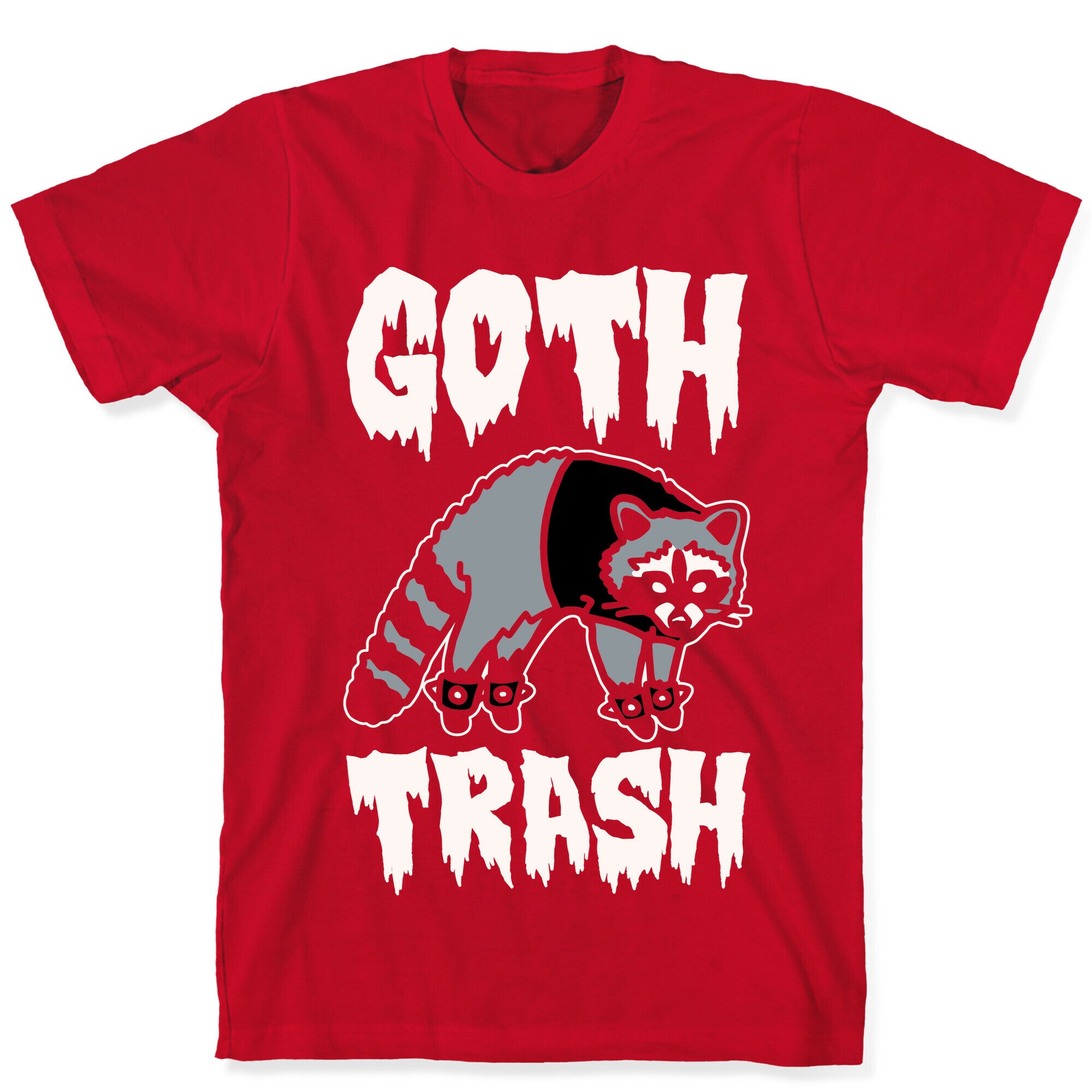 Goth Trash Raccoon White Print T-Shirt