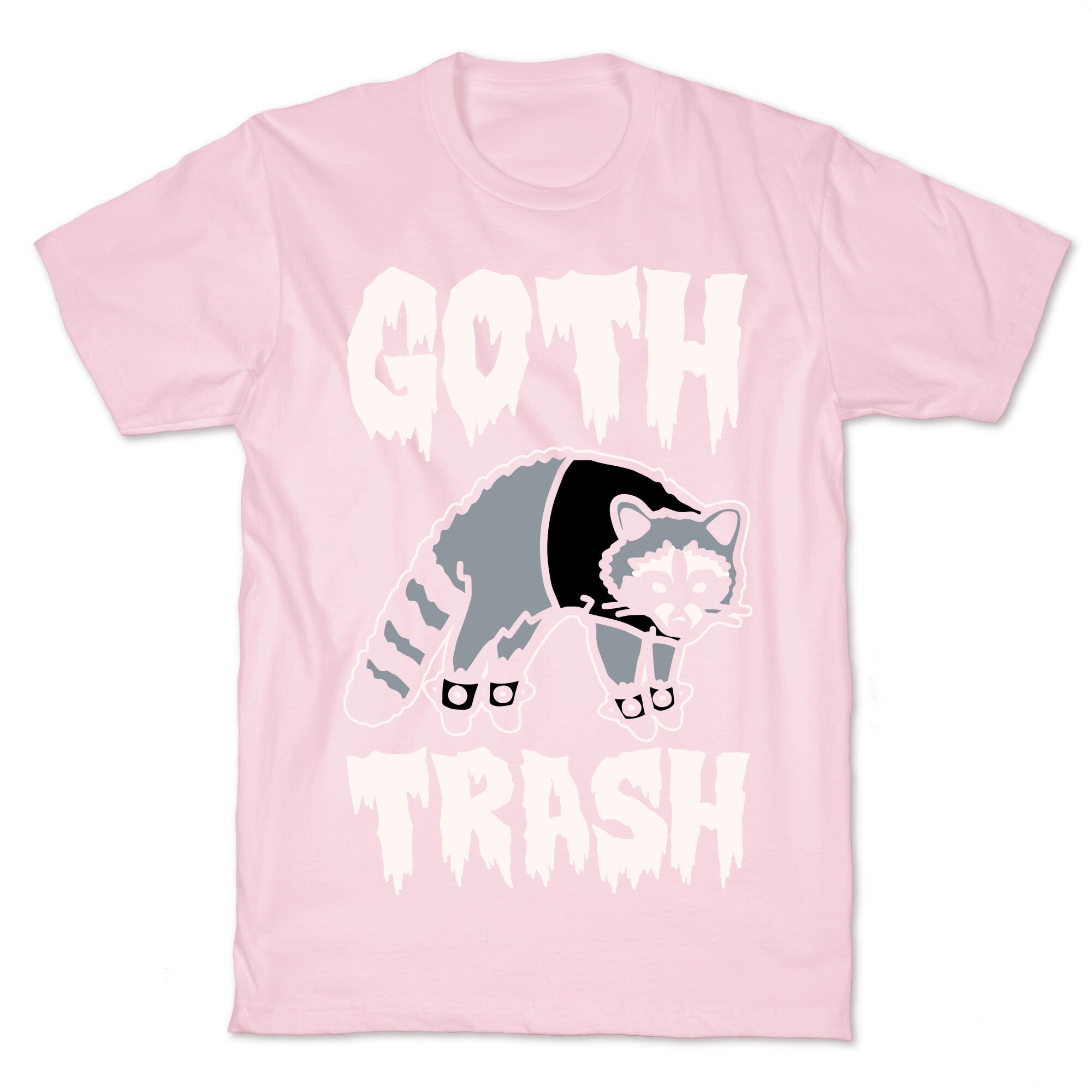 Goth Trash Raccoon White Print T-Shirt