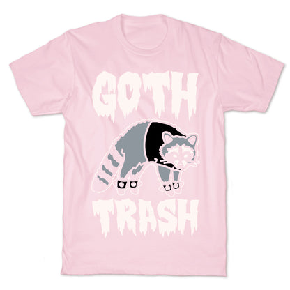 Goth Trash Raccoon White Print T-Shirt