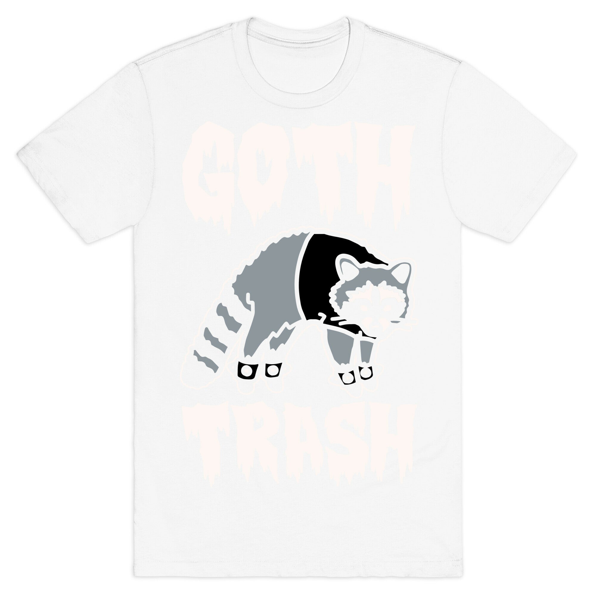 Goth Trash Raccoon White Print T-Shirt