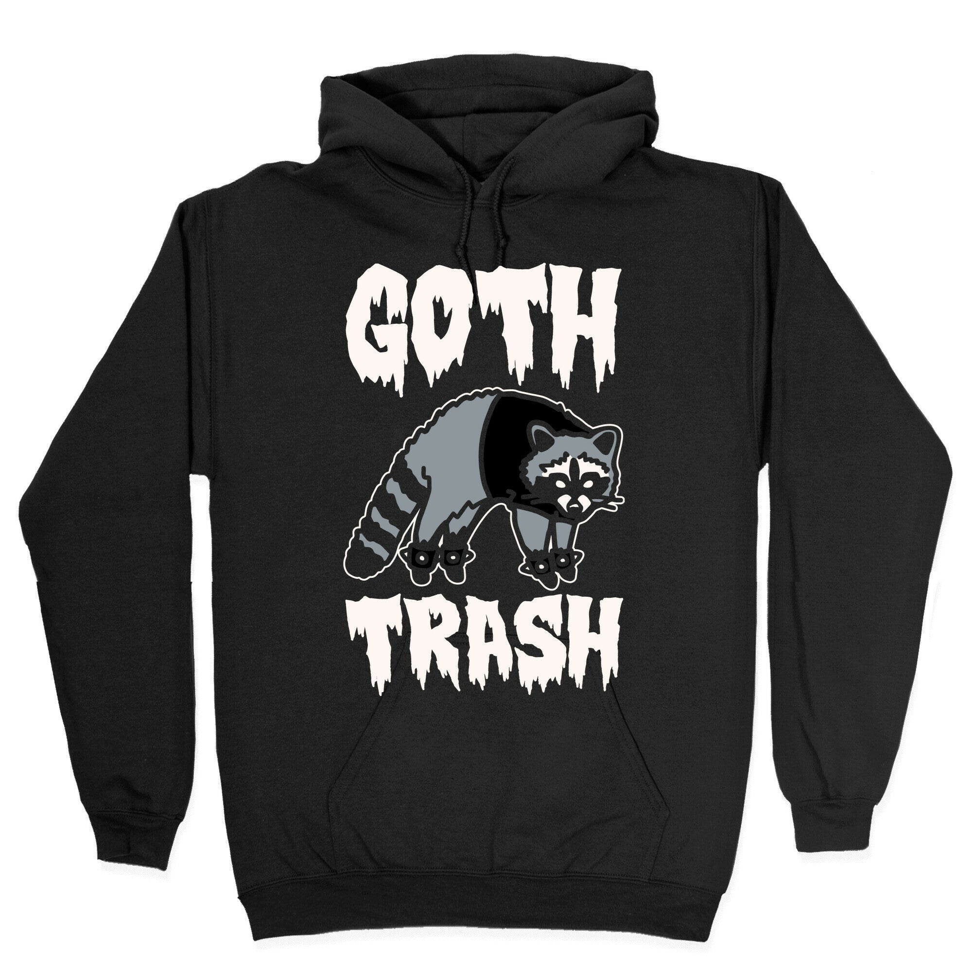 Goth Trash Raccoon White Print Hoodie
