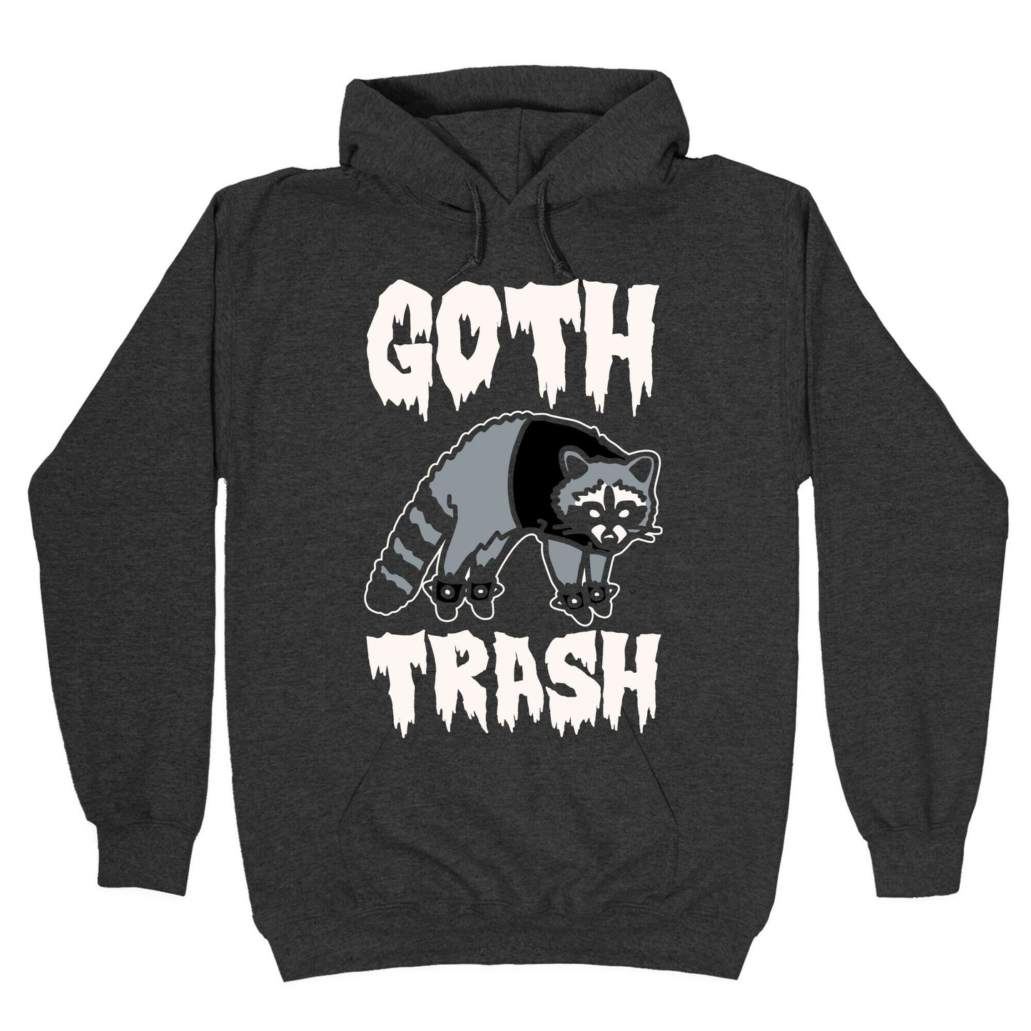 Goth Trash Raccoon White Print Hoodie