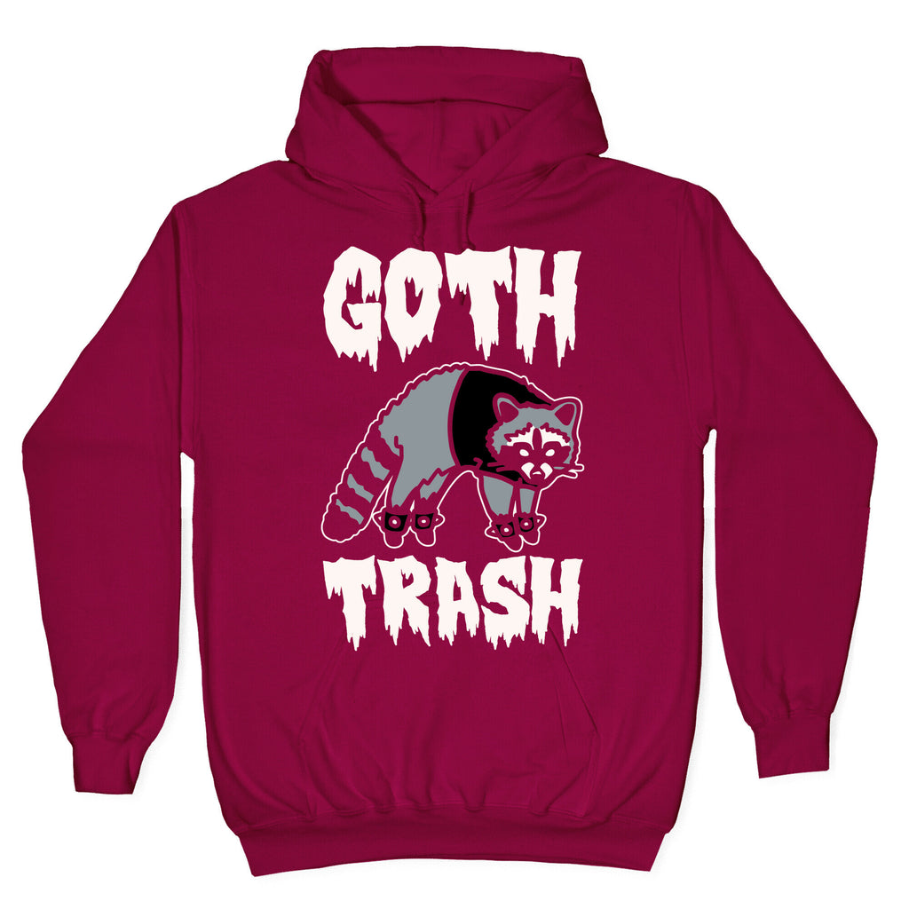 Goth Trash Raccoon White Print Hoodie