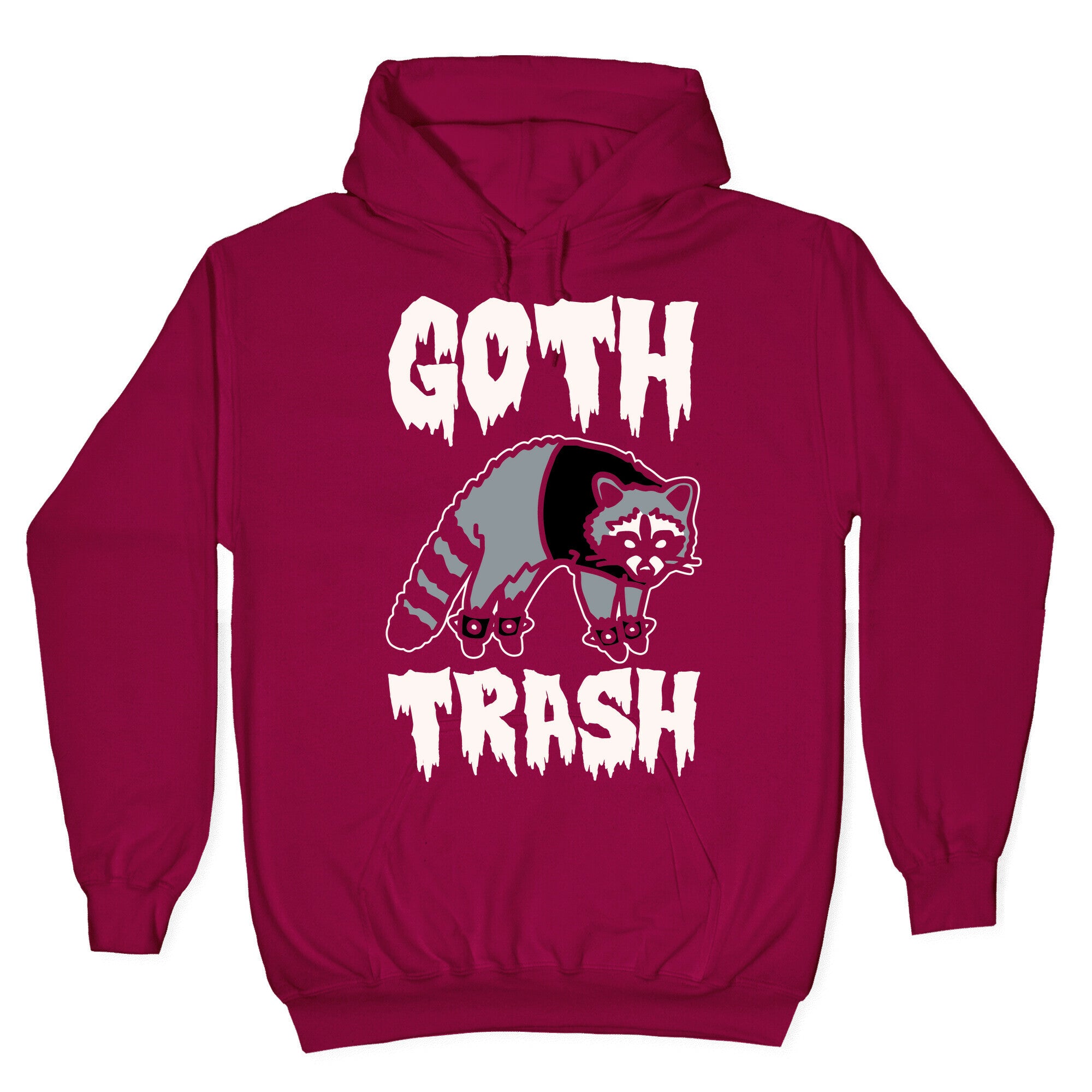 Goth Trash Raccoon White Print Hoodie
